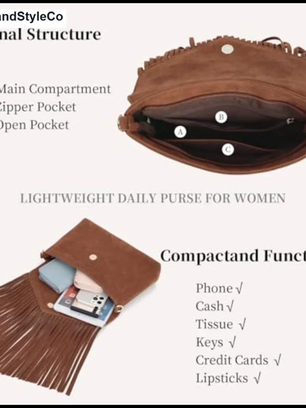 Fringe Suede Crossbody Purse Women's Western Hobo Bag Boho Shoulder Handbag